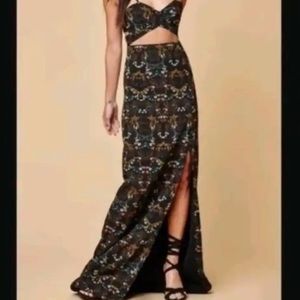 Nightwalker Floral Strapless Boho Maxi Dress Size XS